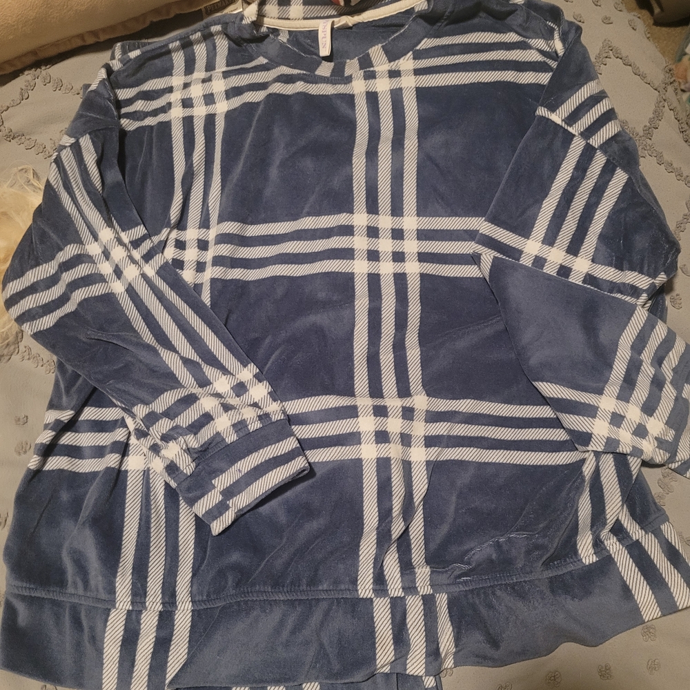 Blue Plaid Women's Pajama Top